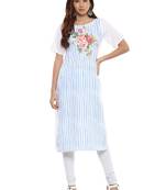 Sky-blue printed crepe kurtis