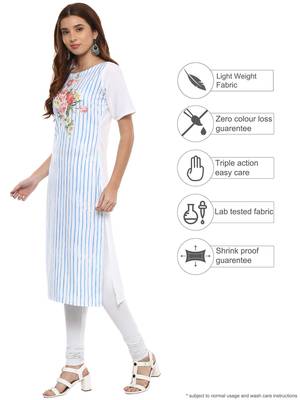 Sky-blue printed crepe kurtis 3