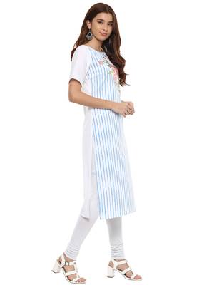 Sky-blue printed crepe kurtis 4