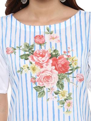 Sky-blue printed crepe kurtis 5