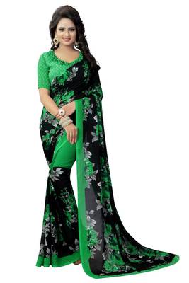Multicolor printed georgette saree with blouse 1