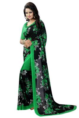 Multicolor printed georgette saree with blouse 3