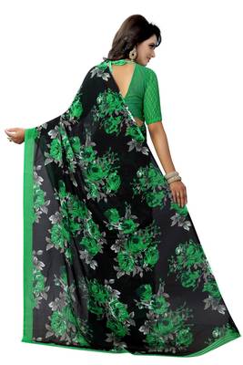 Multicolor printed georgette saree with blouse 4