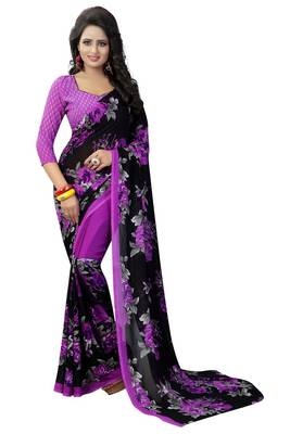 Multicolor printed georgette saree with blouse 1