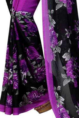 Multicolor printed georgette saree with blouse 2