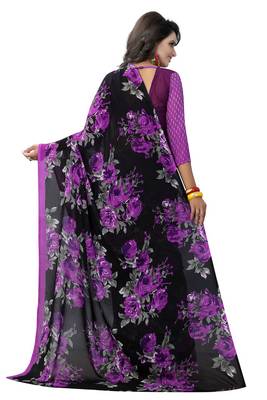 Multicolor printed georgette saree with blouse 3