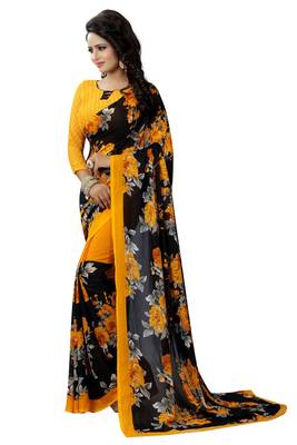 Multicolor printed georgette saree with blouse 3