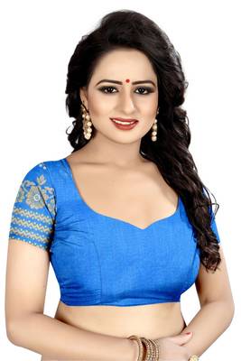 Blue printed bhagalpuri saree with blouse 2