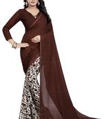 Multicolor printed georgette saree with blouse