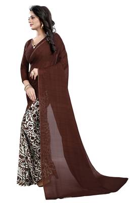 Multicolor printed georgette saree with blouse 3