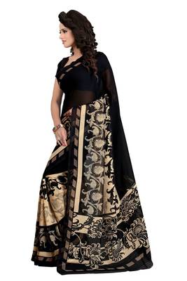 Multicolor printed georgette saree with blouse 2