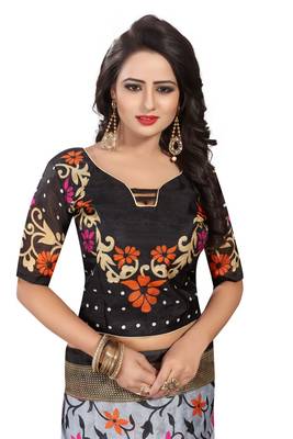 Black printed bhagalpuri saree with blouse 2