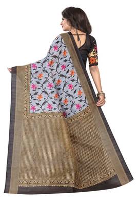 Black printed bhagalpuri saree with blouse 3