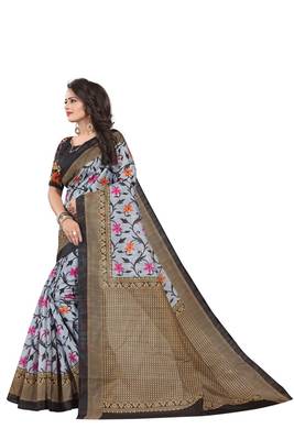 Black printed bhagalpuri saree with blouse 4