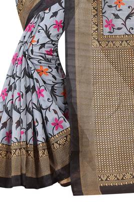 Black printed bhagalpuri saree with blouse 5