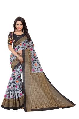 Black printed bhagalpuri saree with blouse 1