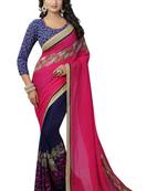 Multicolor printed georgette saree with blouse