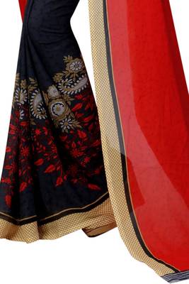 Multicolor printed georgette saree with blouse 2