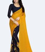 Multicolor printed georgette saree with blouse