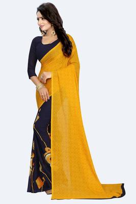 Multicolor printed georgette saree with blouse 3