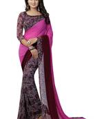 Multicolor printed georgette saree with blouse