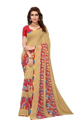 Multicolor printed georgette saree with blouse 1