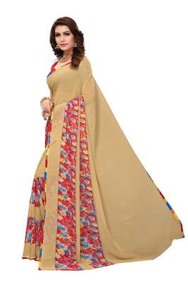 Multicolor printed georgette saree with blouse 2