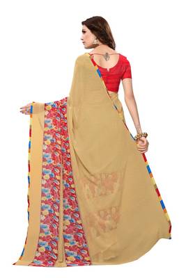 Multicolor printed georgette saree with blouse 3