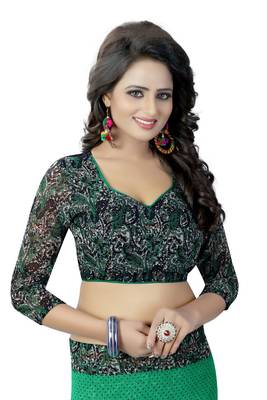 Multicolor printed georgette saree with blouse 5