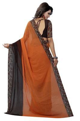 Multicolor printed georgette saree with blouse 4