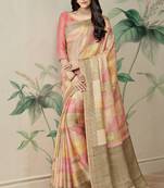 Multicolor Printed Art Silk Saree With Blouse