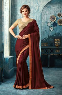 Maroon Art Silk Saree With Blouse 1