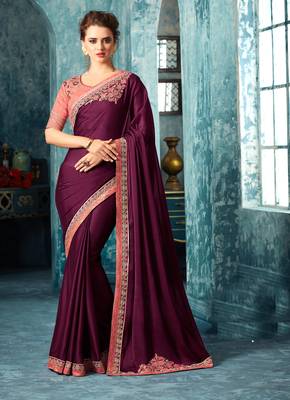Purple Art Silk Saree With Blouse 1