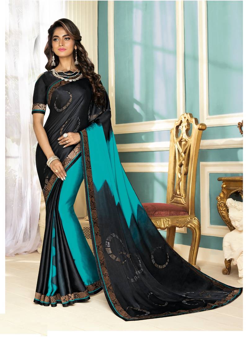 Black Crepe Saree With Blouse The Fashion Attire 2688045