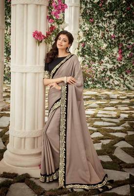 Grey Art Silk Saree With Blouse 1