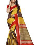 Yellow printed bhagalpuri saree with blouse