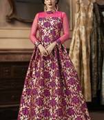 Magenta jacquard jacquard stitched salwar with dupatta