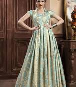 Sky blue jacquard jacquard stitched salwar with dupatta