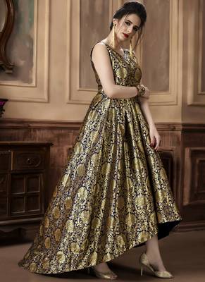 Blue jacquard stitched Anarkali Suit 1