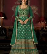 Green Embroidered Georgette Semi Stitched Salwar With Dupatta