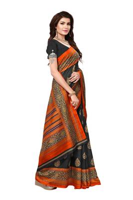 Black printed bhagalpuri saree with blouse 2