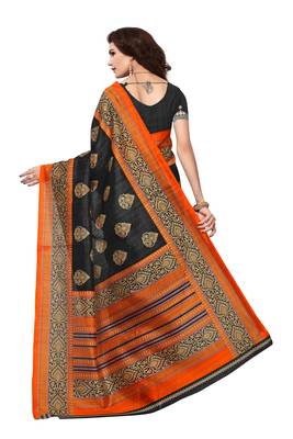 Black printed bhagalpuri saree with blouse 3