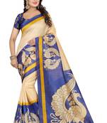 Blue printed bhagalpuri saree with blouse