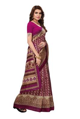 Purple printed bhagalpuri saree with blouse 2