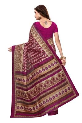 Purple printed bhagalpuri saree with blouse 3