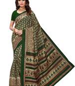 Green printed bhagalpuri saree with blouse