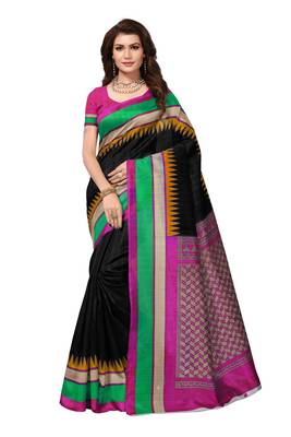 Black printed bhagalpuri saree with blouse 1