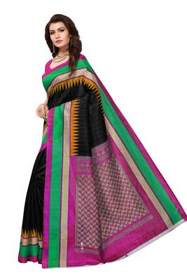 Black printed bhagalpuri saree with blouse 2