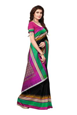 Black printed bhagalpuri saree with blouse 3