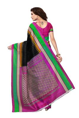 Black printed bhagalpuri saree with blouse 4